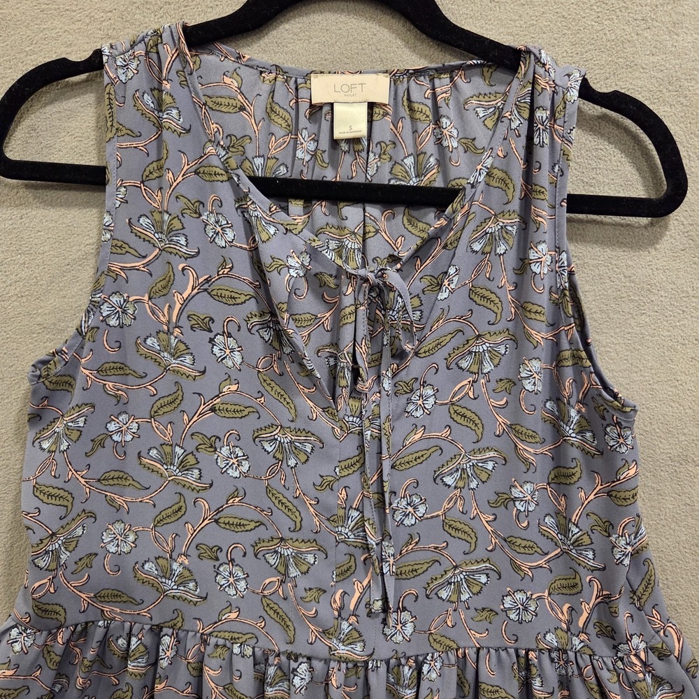 Loft Sleeveless Tiered Blouse Women's Size Small Boho Flowy Floral Casual - Picture 2 of 11
